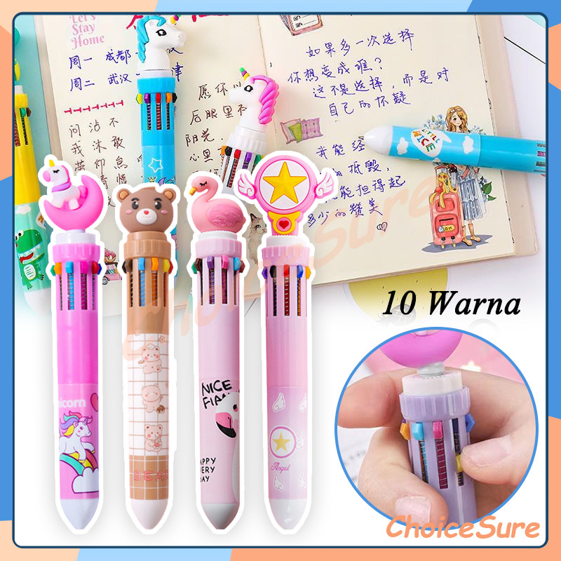 

Pulpen Karakter 10 Warna / Pulpen Mekanik 10 Warna Tinta / Pulpen Karakter Lucu Doll 10 Warna Tulisan
