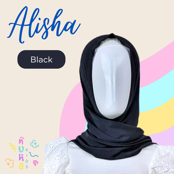Hijab Anak Instant Bergo Jilbab Jersey  Belahan Depan Alisha - Mint, M
