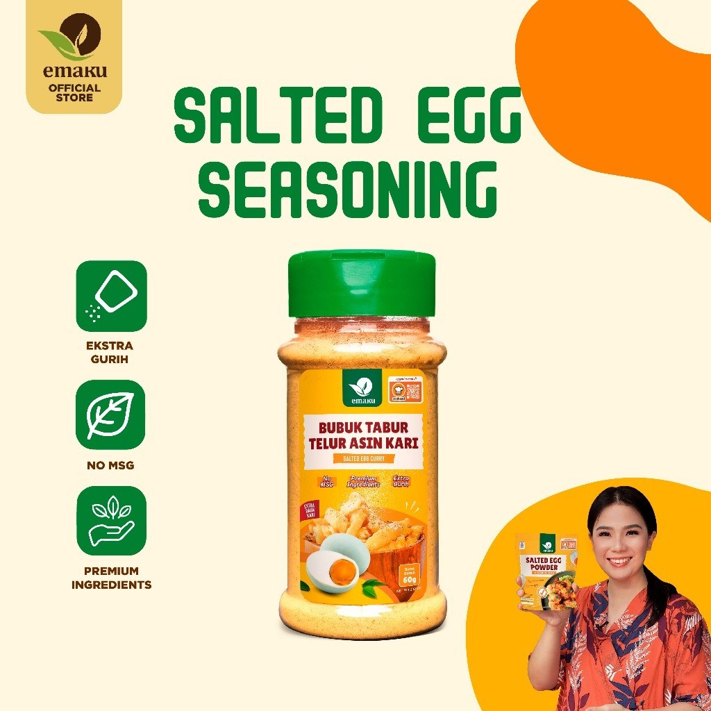 

Emaku Salted Egg Powder Bumbu Masak Dapur Tabur Bubuk Telur Asin Kari 60gr Non MSG