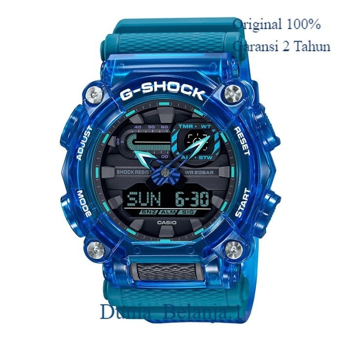 Original 100% Casio G-SHOCK GA-900SKL-2ADR Jam Tangan Pria Transparan Biru GA900 Garansi Resmi 2 Tah