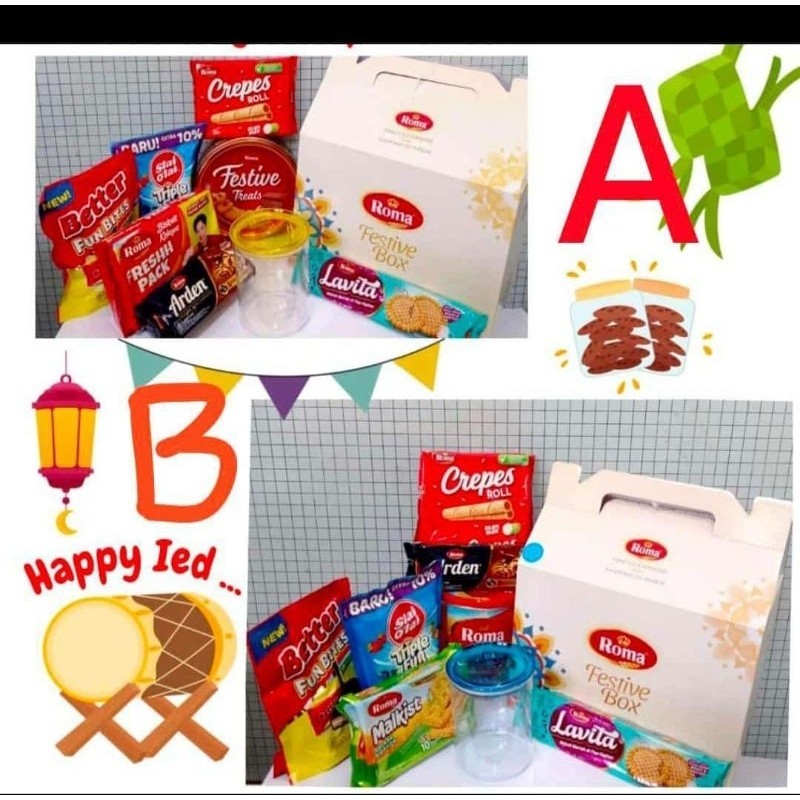 Paket Hampers ROMA Festive Box Free Toples Cantik / Paket Hampers Lebaran / Paket Parcel Lebaran