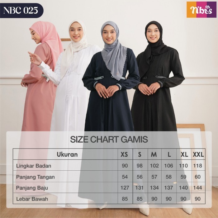 Gamis Nibras NBC 25 Warna Putih Polos Baju Muslimah Katun Toyobo Ori - Putih White, XS