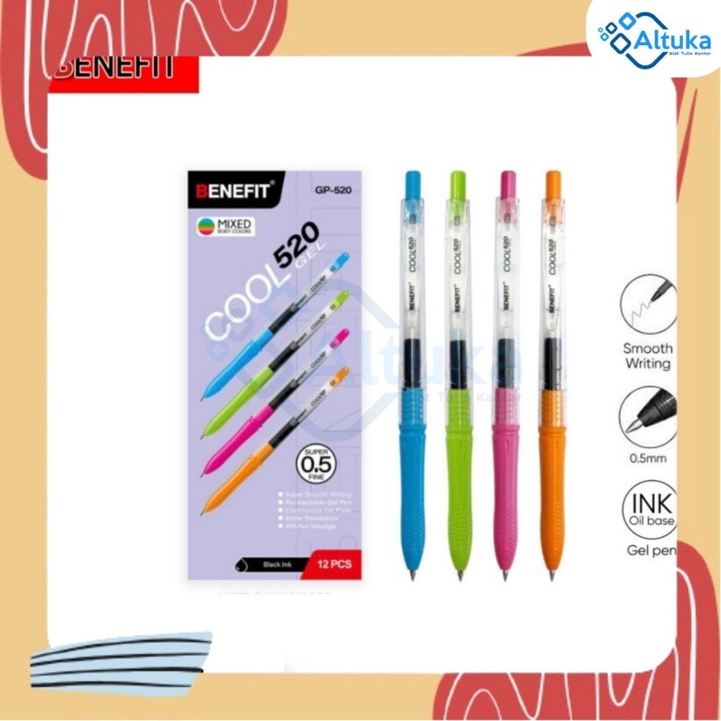 

Bulpen Gel / Pen Gel Hitam Cool GP-520 Benefit 0.5mm