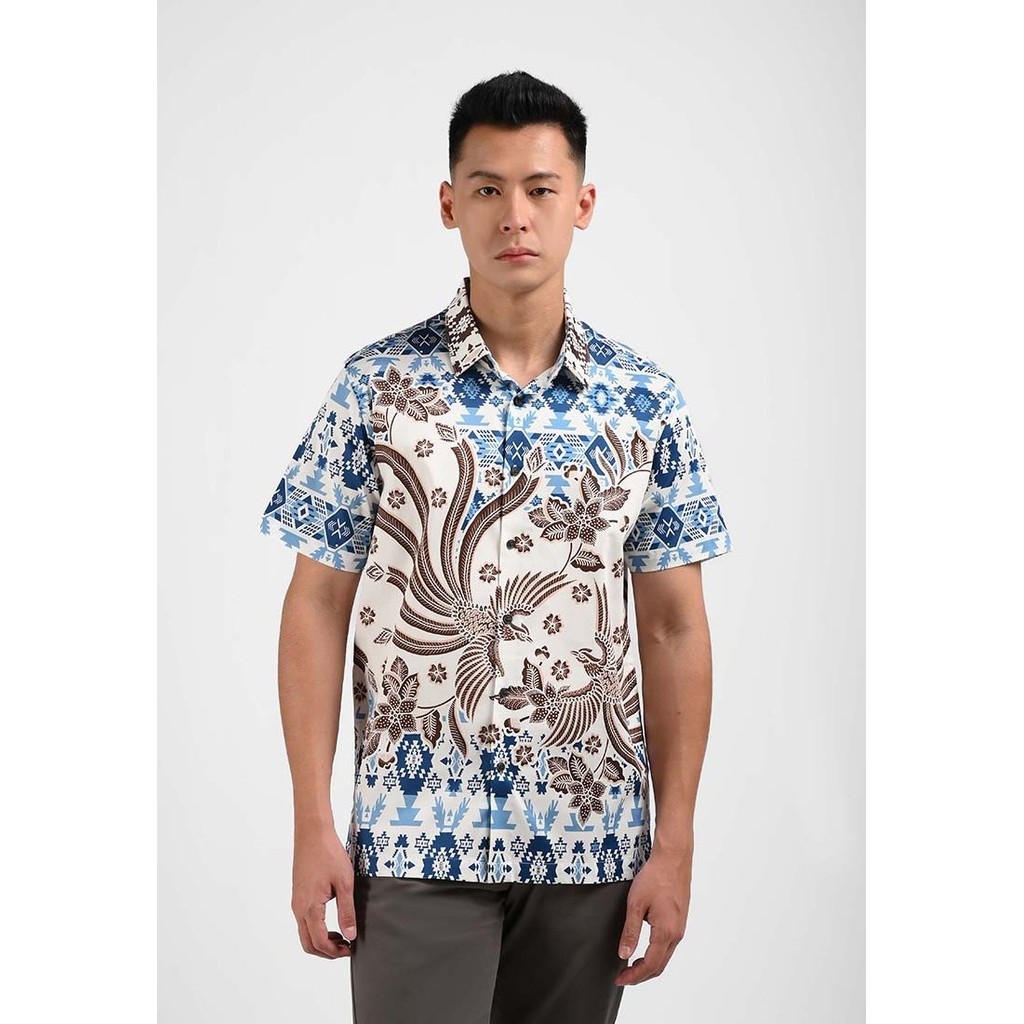 Manzone Kemeja Batik Lengan Pendek Pria BARALARA  - WHITE