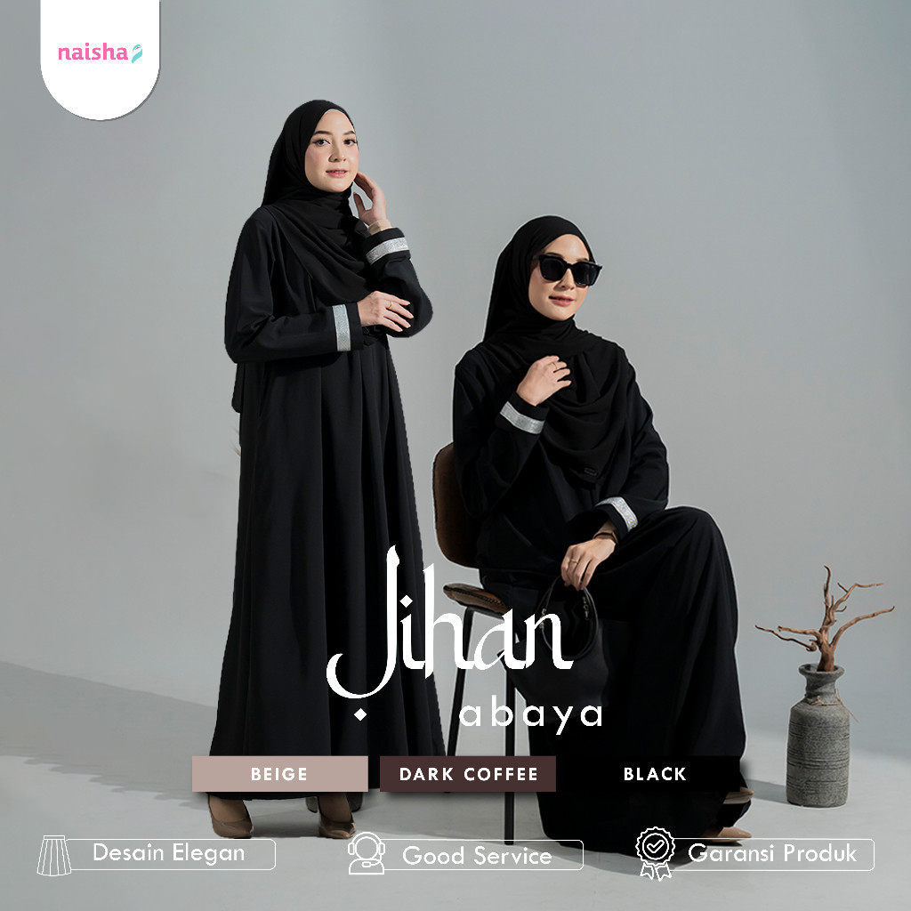 Habibah Fashion (Naisha Lite) Jihan Abaya Arabian Woolpeach Baju Umroh Busana Muslim Hari Raya