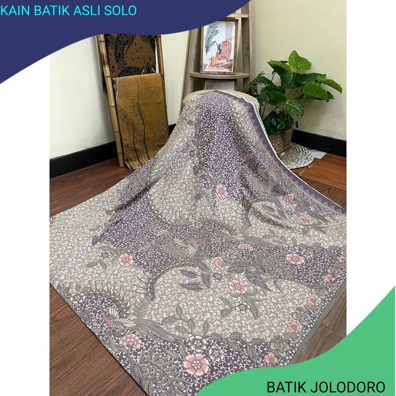 Kain batik solo kembang rambatan ukel merak ungu pink