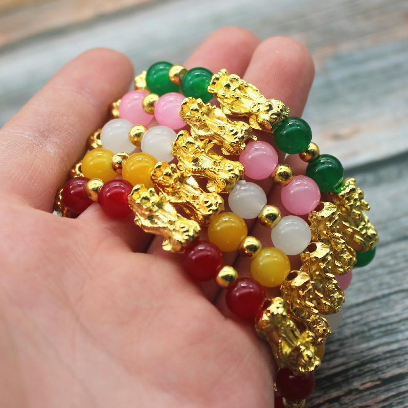 Gelang Pixiu Keberuntungan pembawa Hoki / Gelang Pixiu berlapis emas / gelang aksesoris Pixiu imitas