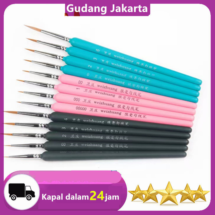 

10pcs Kuas Lukis Cat Air Bulu Serigala Profesional / Professional Pen-Type Round Watercolour Wolf Hair / Bristles Painting / Artist / Detail / Liner Brush Samoyed BR-WN 00000 - 7