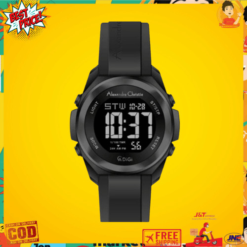 TERLaris Alexandre Christie AC 9342 Full Hitam Original / Jam Tangan Pria Wanita Digital Karet / Bla
