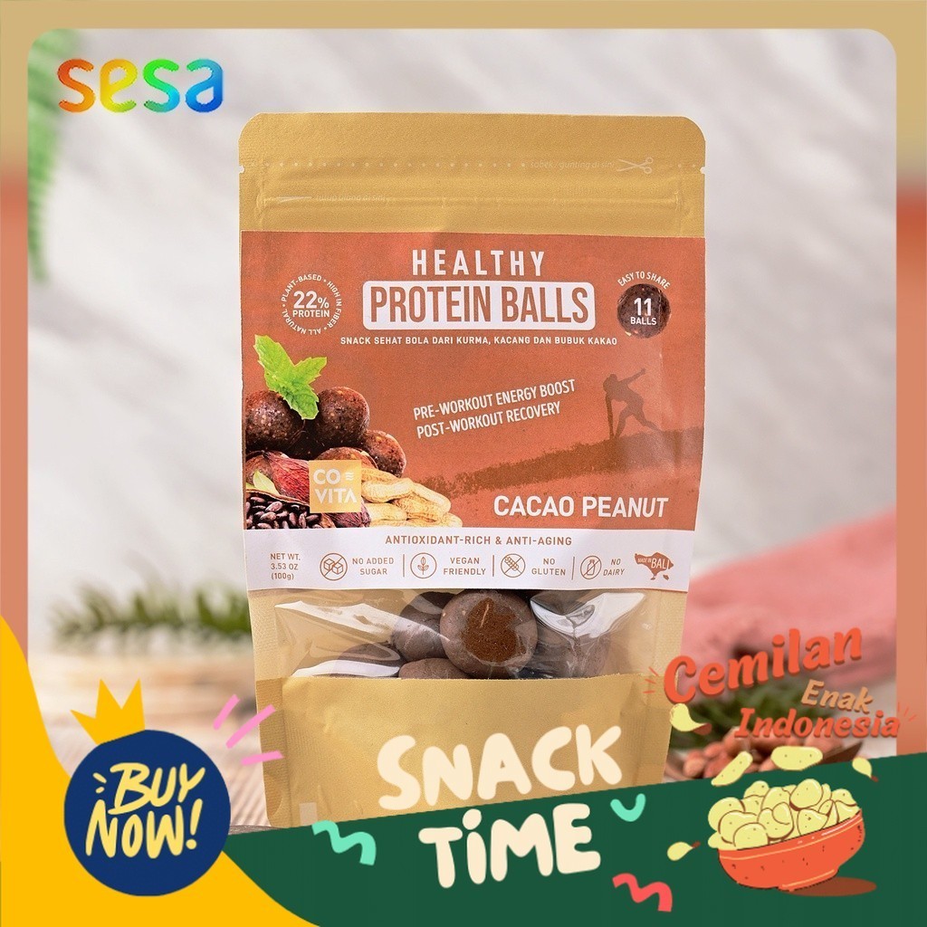 

Special Diskon Covita - Healthy Protein Balls Cacao Peanut 100 g (Snack Sehat)