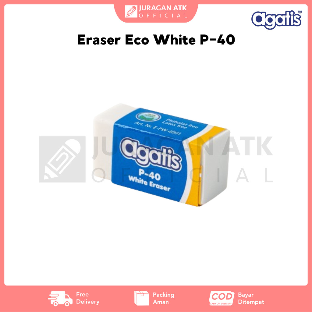 

Eraser Eco White Agatis P-40 / Penghapus Putih Kecil Agatis P-40