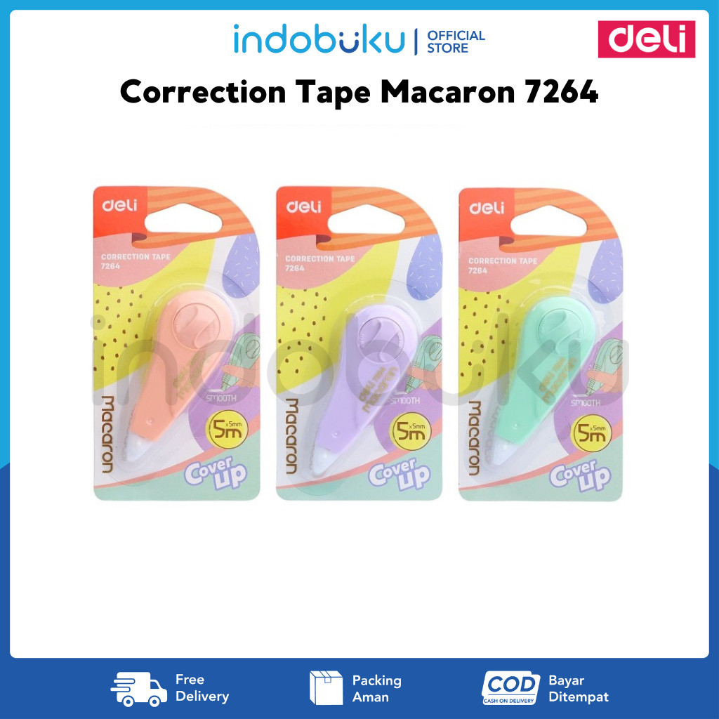 

Correction Tape Macaron Deli 5m x 5mm Tipe X Pita Koreksi Deli 7264