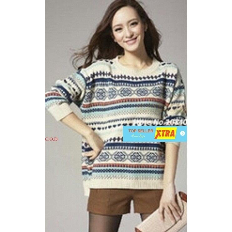 Pusat Baju Sweater love white RO Sweater wanita rajut putih Supliyer Fashion