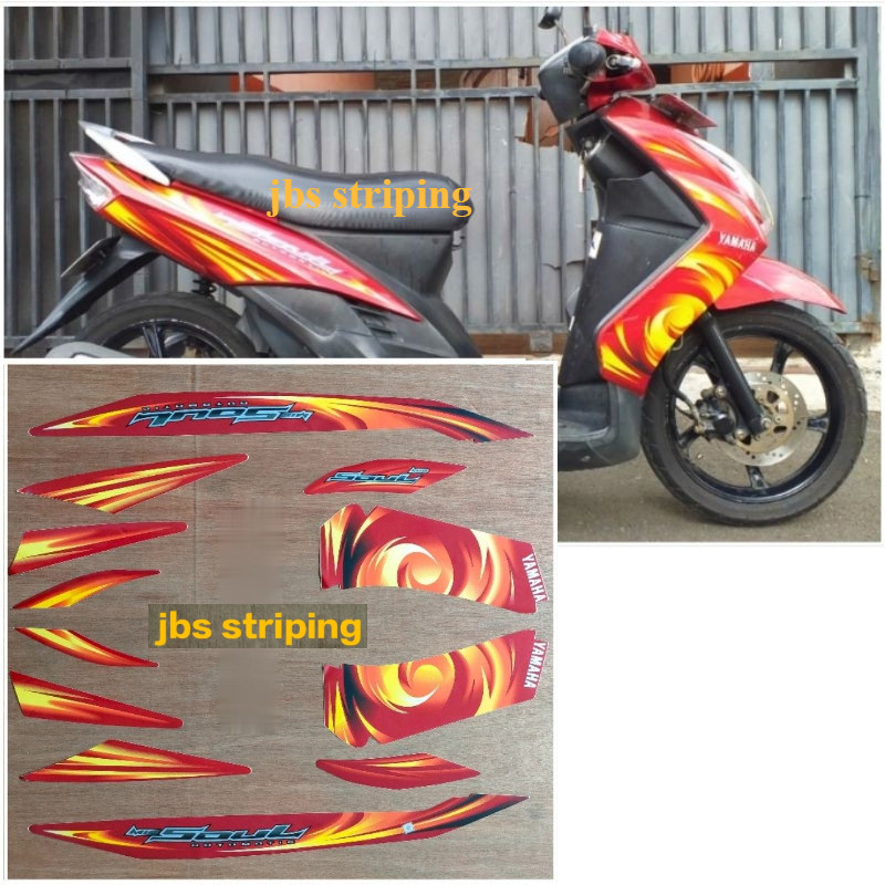 Stiker mio Striping Yamaha Mio Soul merah tahun 2007 2008