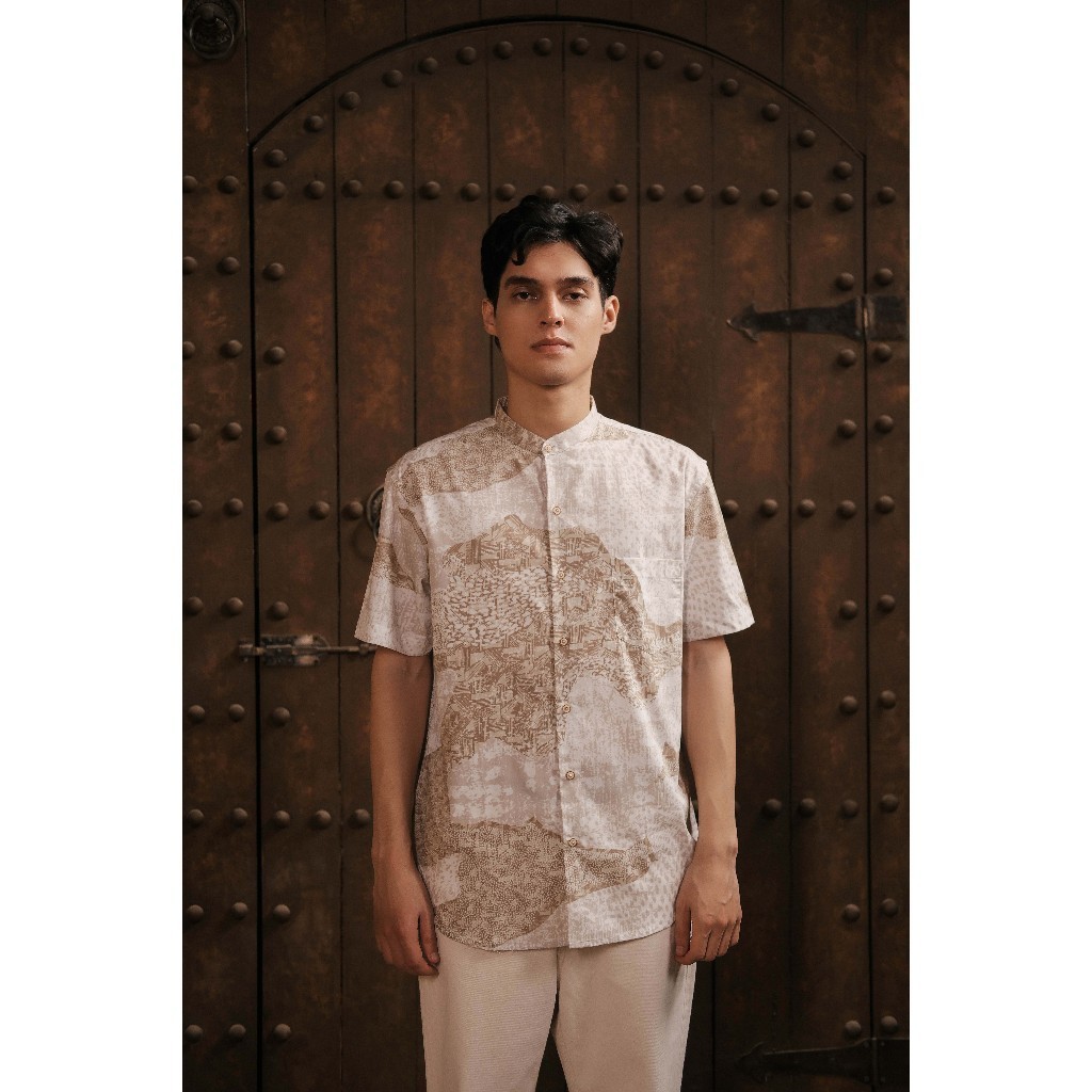 LR-2 Khair Collection - Kemeja Koko Printing Pria Lengan Pendek -  Kopte