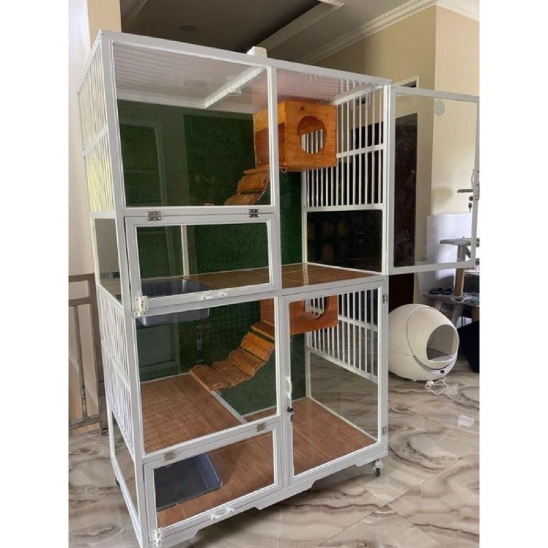 Kandang Kucing premium / Rumah Kucing /  Kandang kucing Kaca / Kandang aluminium