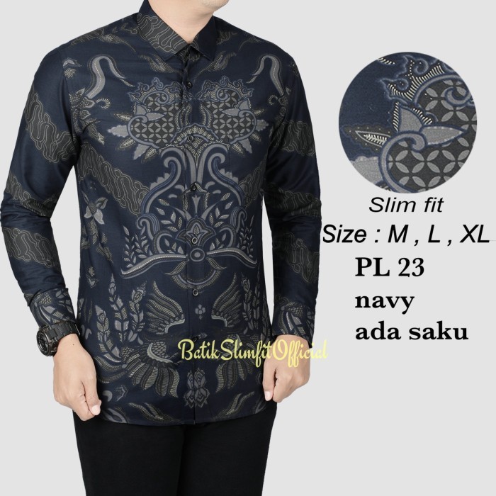 lbl 416 KEMEJA BATIK PRIA SLIMFIT LUIGI BATANI - M