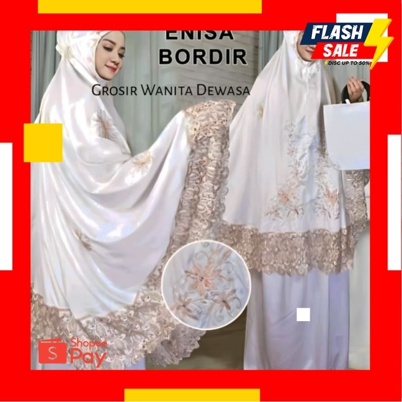 LEBARAN SALE 4.4 |  Mukenah Dewasa Enisa Luna Maya Full Bordir Terlaris // Mukenah Bordir Mewah Free