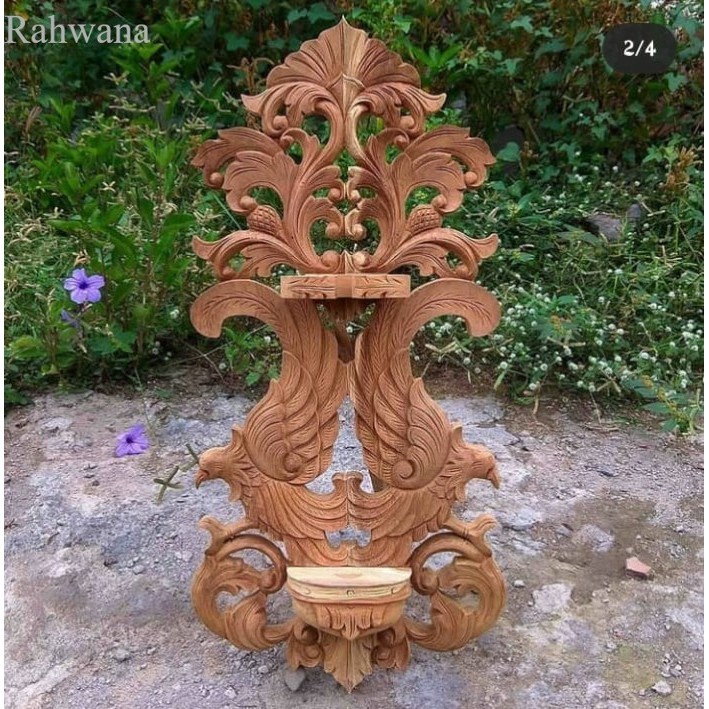 

Blawong keris bahan jati ukiran burung mentah BM02796 antik