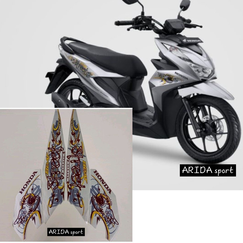 Striping stiker lis motor honda beat street led esp fi cbs 2021 2022 silver