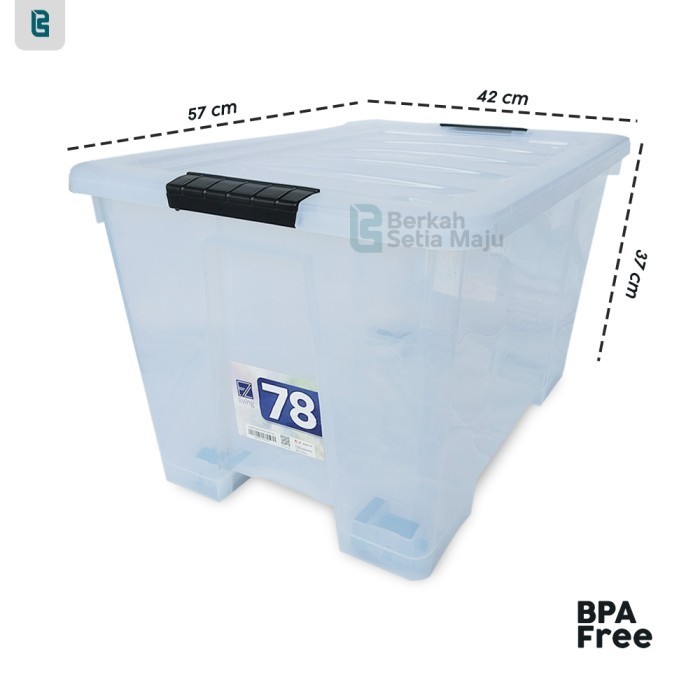 Container Box Kotak Penyimpanan Besar 78 Liter BSM Ezy Storage Bening