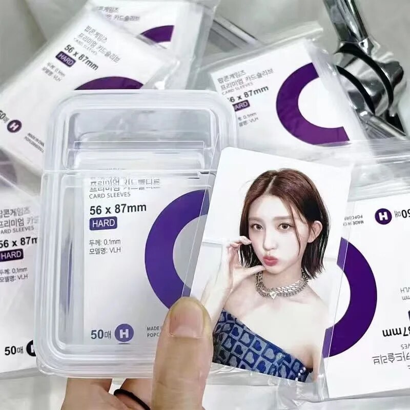

Clear Kpop Card Sleeve Transparent Protector Case Box Waterproof Game FootBall Card Holder For Popcorn Korean idol Card 3x4inch