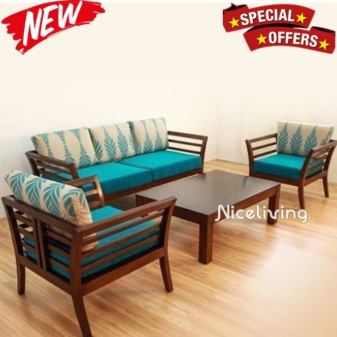 Niceliving. Kursi tamu kayu jati bantalan tebal kursi tamu murah