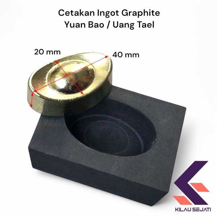 Cetakan Ingot Graphite Model Yuanbao / Tael Kapasitas 150 gr emas