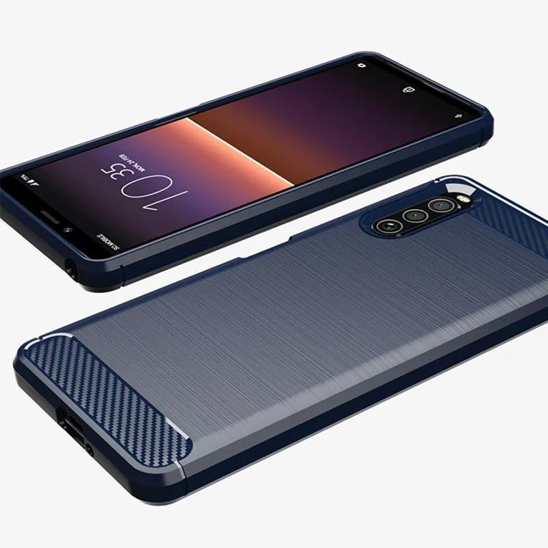 For Sony Xperia 10 II 10ii xperia10 ii sony 10ii 10 ii case casing Soft Silicone Carbon Fiber Back c