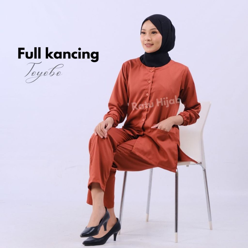 FR54E Baju OK OKA KANCING DEPAN FULL Lengan Panjang Karet Dokter Petugas medis Perawat Jaga Toyobo