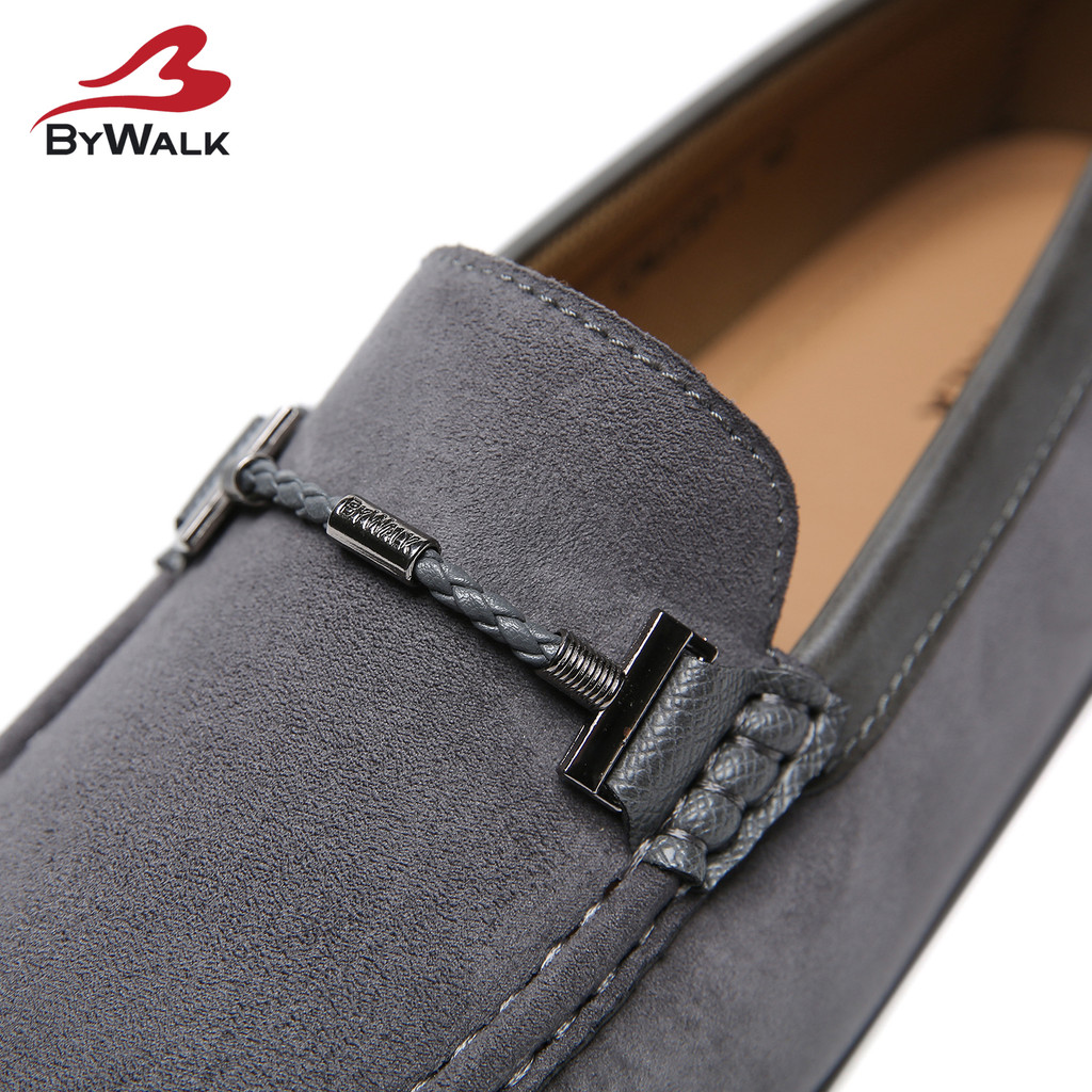 Hot Bywalk Calcio1 Sepatu Loafers Pria Formal Casual Moccasin Slip On Kerja Bludru Hitam