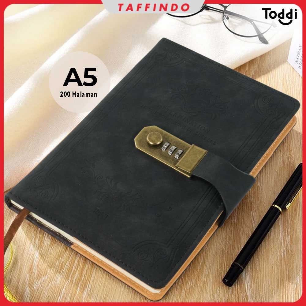 

Toddi Buku Jurnal Leather Diary A5 68GSM 200 Halaman Grid with Lock - TD100