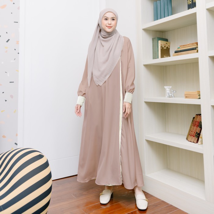 "V.NLN" - Lozy Hijab - Saraya Abaya Dress ( Gamis Polos Abaya Umroh) - Milo