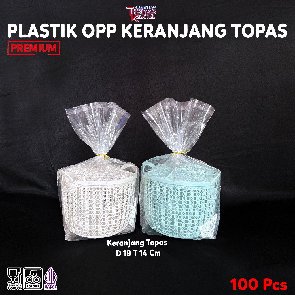 100pcs Plastik OPP Keranjang Topas Tutup Hampers Kecil Serbaguna Souvenir Lebaran Jinjing Gagang