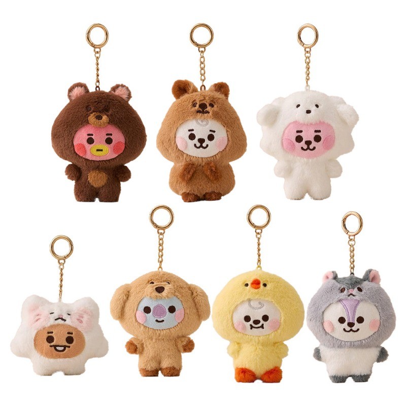 Anime Kawaii BT21 BABY Zoo Series Plush Doll Keychain Cute Cartoon Doll School Bag Pendant Decoratio