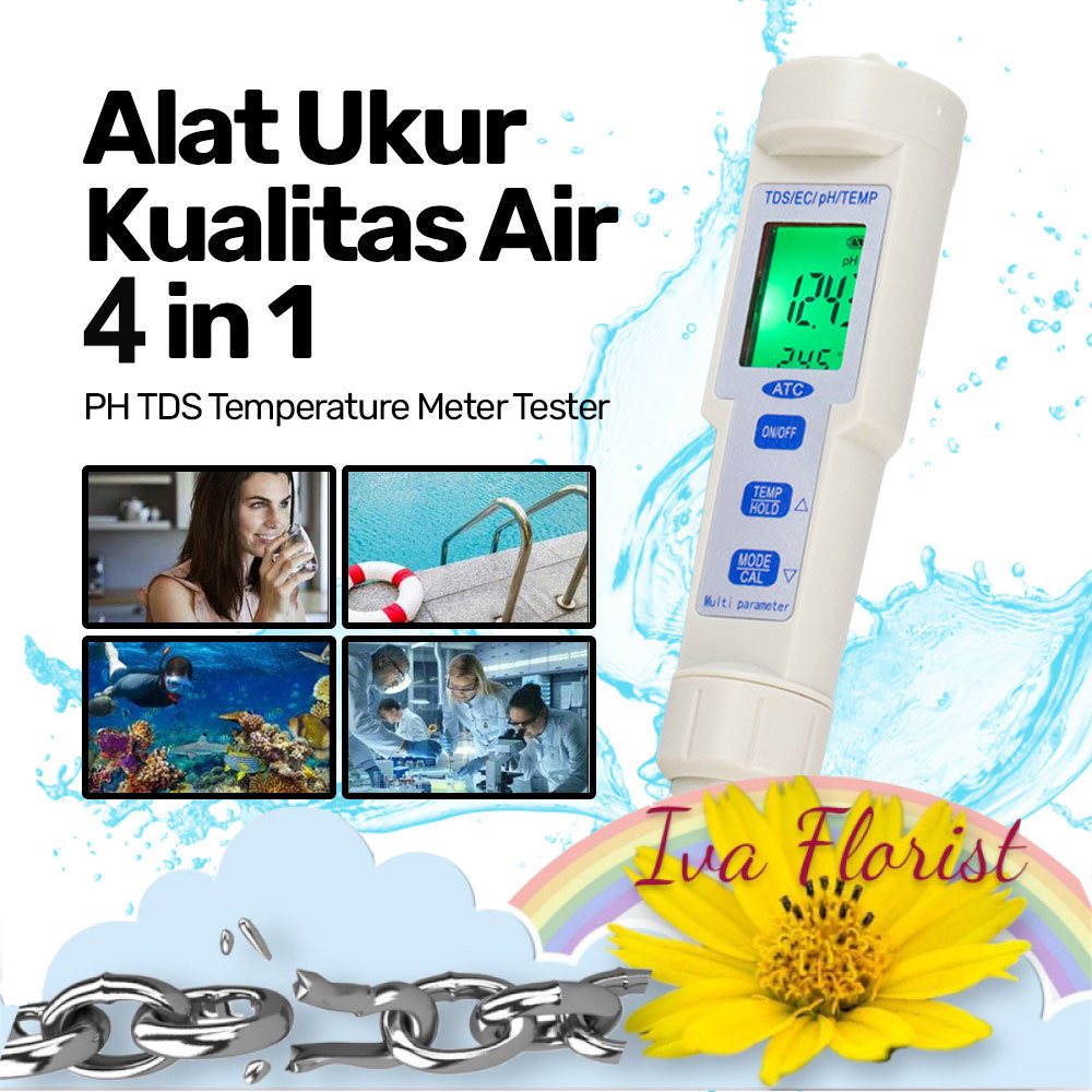 PROMO Alat Ukur Kualitas Air 4 in 1 pH TDS Temperature Meter Tester - KT-686 aquarium suhu derajat