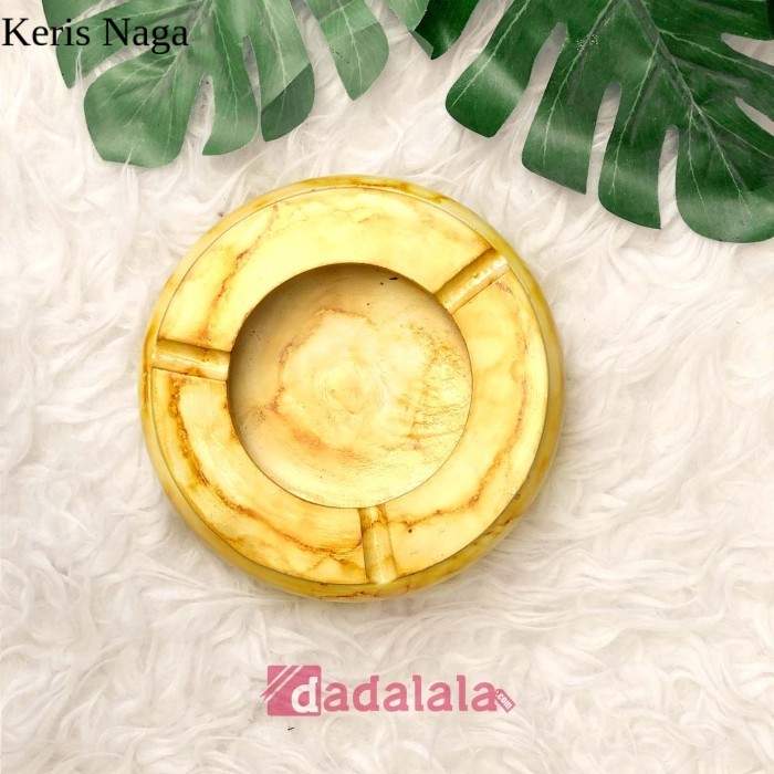 Asbak Kayu Pinus Motif Batu Marmer - Kuning LS2