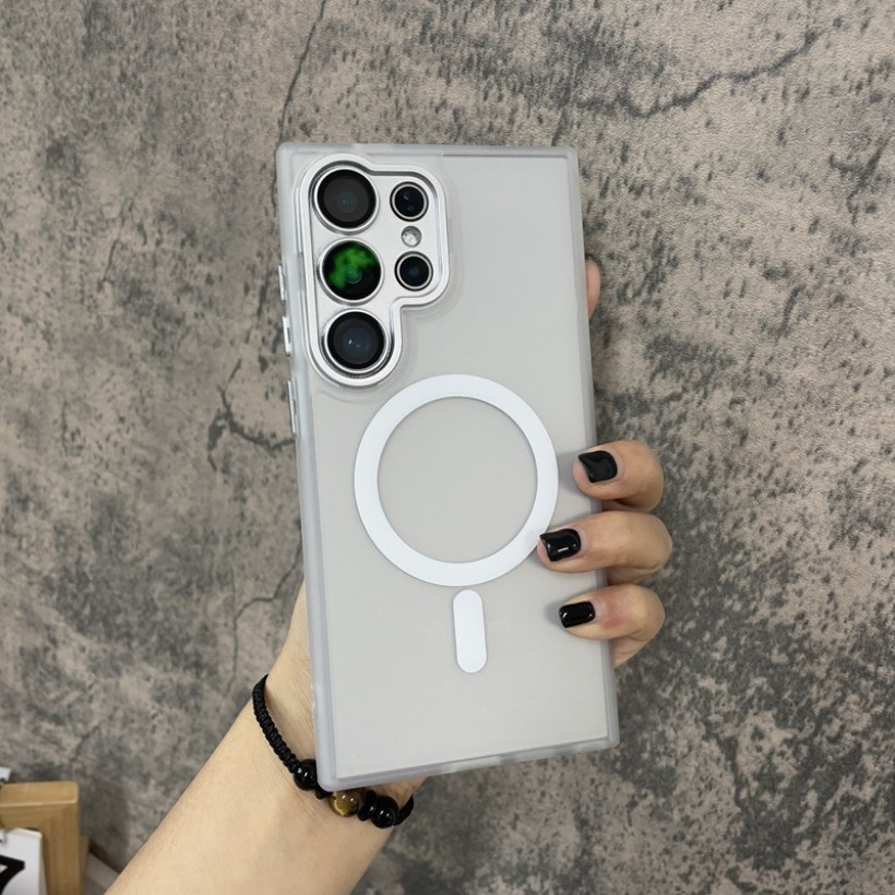 Magnetic Luxury Matter Translucent Armor Shockproof Phone Case for Samsung S24 S23 S22 Ultra Hard Co
