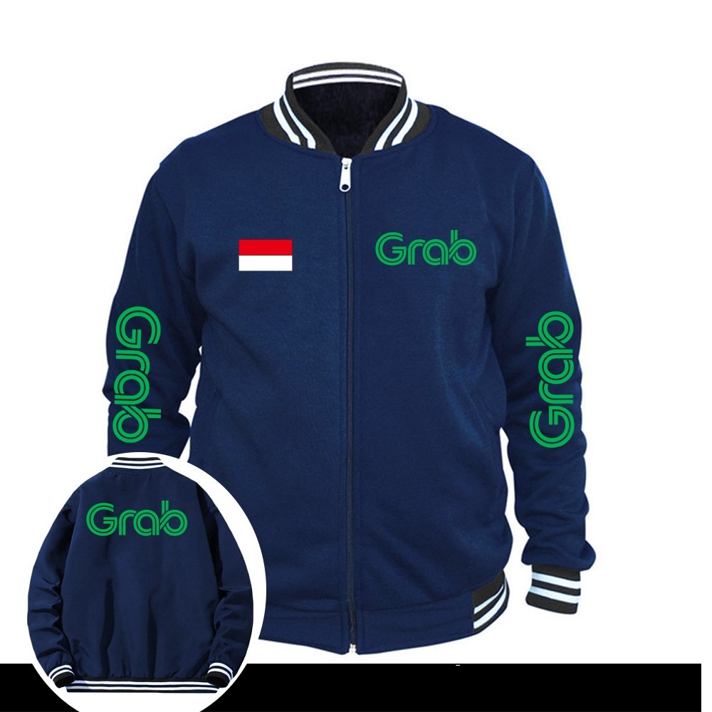 JAKET GRAB BASEBALL RESLETING SIMPLE / JAKET DRIVER GRAB FREE SABLON NAMA /JAKET KATUN DRIVER GRAB