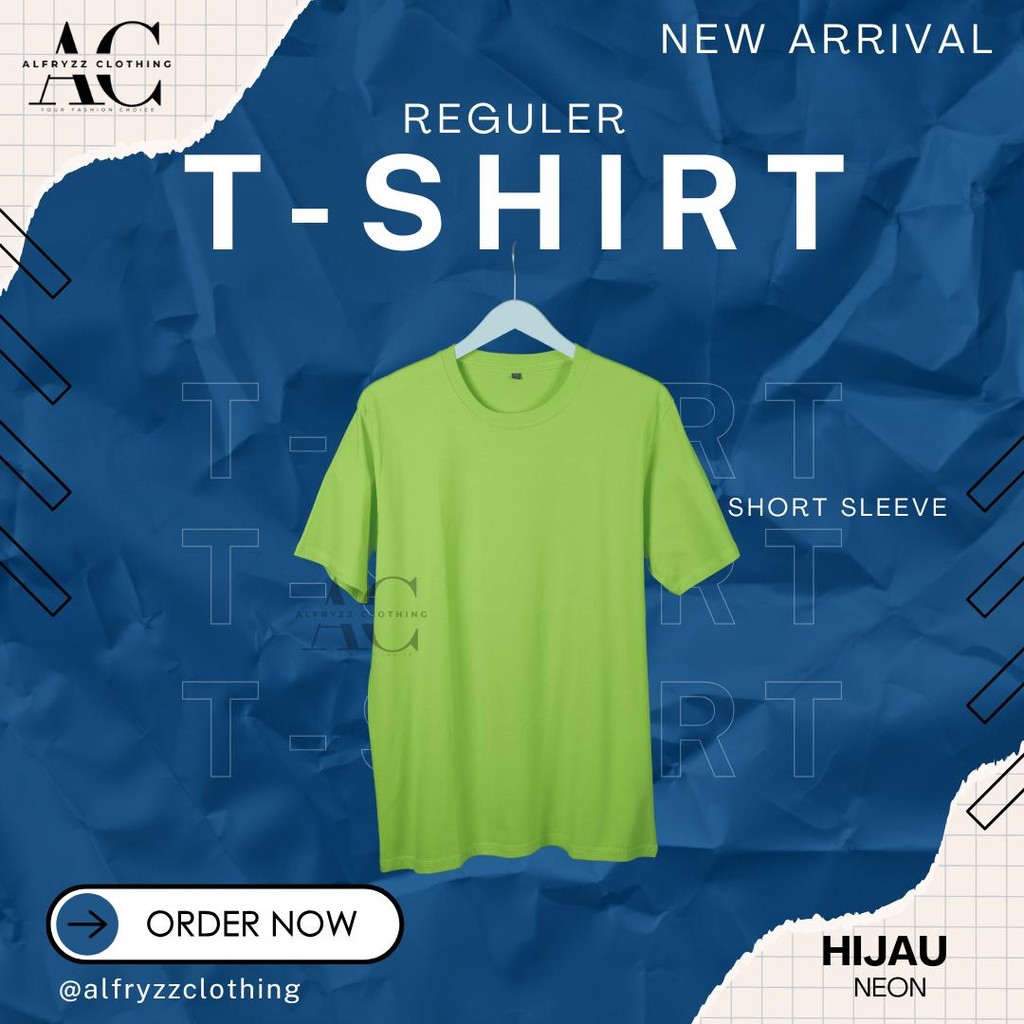 Kaos Polos Hijau Neon Lengan Pendek Pria Bahan Katun Oblong Combed Dewasa Pria Wanita Distro Unisex 