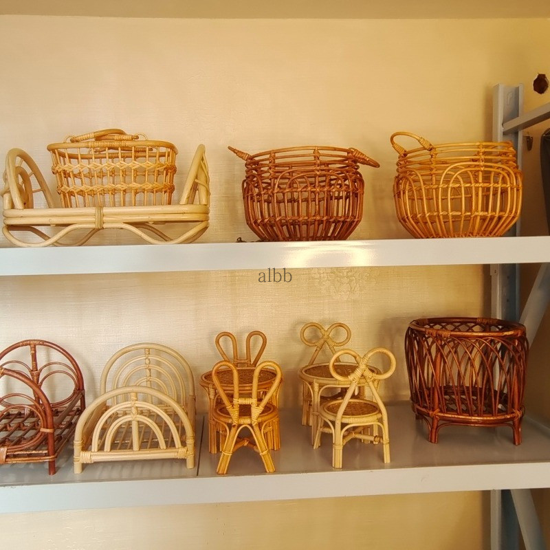 Baby Photo Props Retro Basket Weaving Baby Doll Toy Newborn Photography Posing Shooting Studio Assis