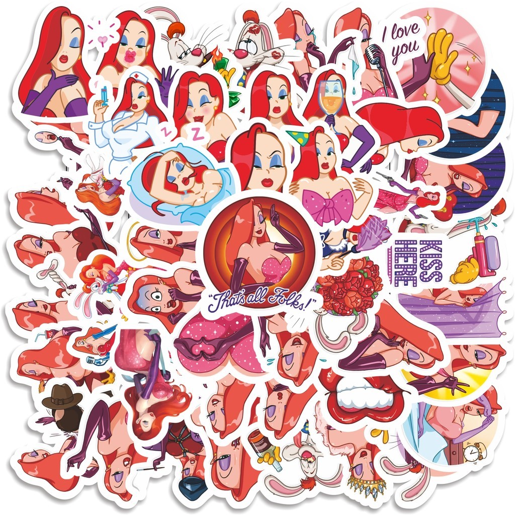 

COD 50 Pcs Stiker Jessica Rabbit Bunny Lucu Anti Air Untuk Dekorasi Notebook Sepeda Skateboard Handphone