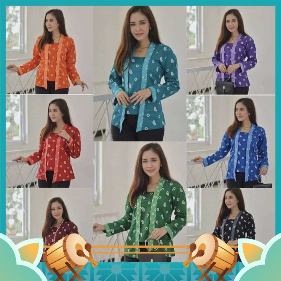 Kebaya Modern Murah Keren Cantik Kekinian / 12 Warna Merah Putih Blus Kutu Baru Jumputan Batik Ada J
