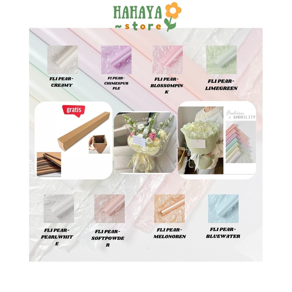 

HAHAYA - (5 LEMBAR) - FL1 PEARLESCENT Kertas Bunga Buket Waterproof Color / Kertas Buket Bunga Florist Cellophane