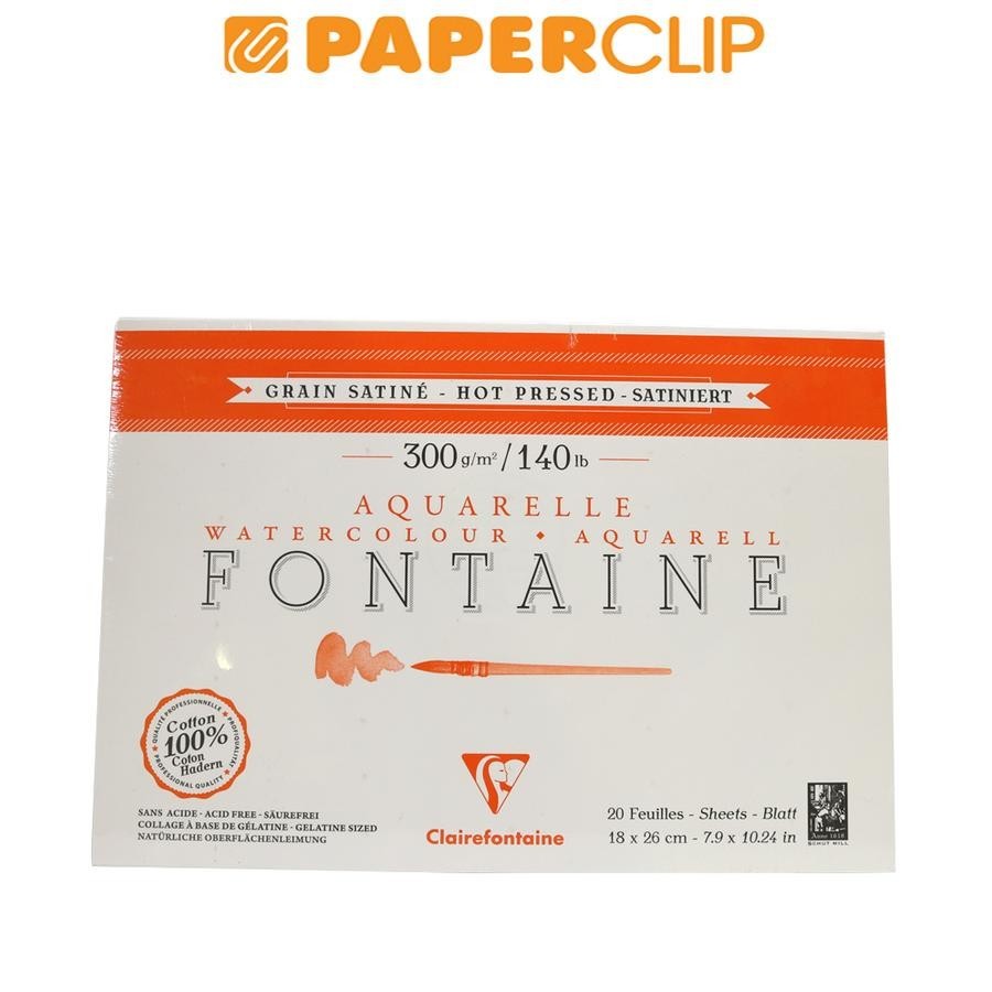 

WATERCOLOR PAD CLAIREFONTAINE FONTAIN - HOT PRESSED 300GSM 20S 18X26 96343C