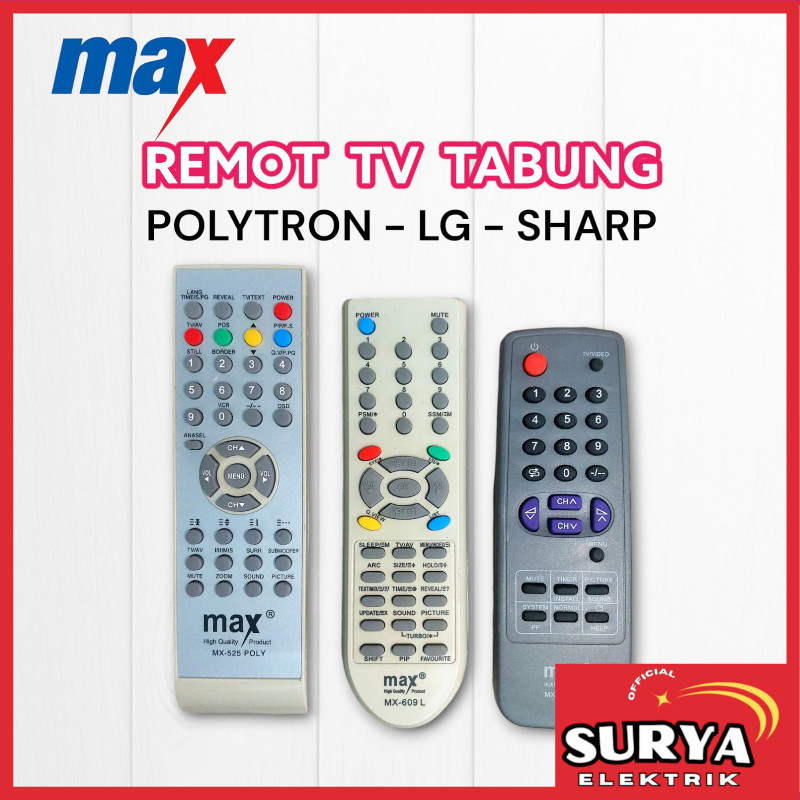 Remote Kontrol TV Tabung Universal MAX Pengganti Polytron / Sharp / LG