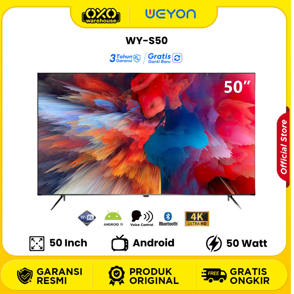 WEYON Smart TV 50 inch 4K UHD TV Digital Android 11.0 Televisi Pengontrolan Audio Bluetooth Dolby Audio [Garansi 3 Tahun ]