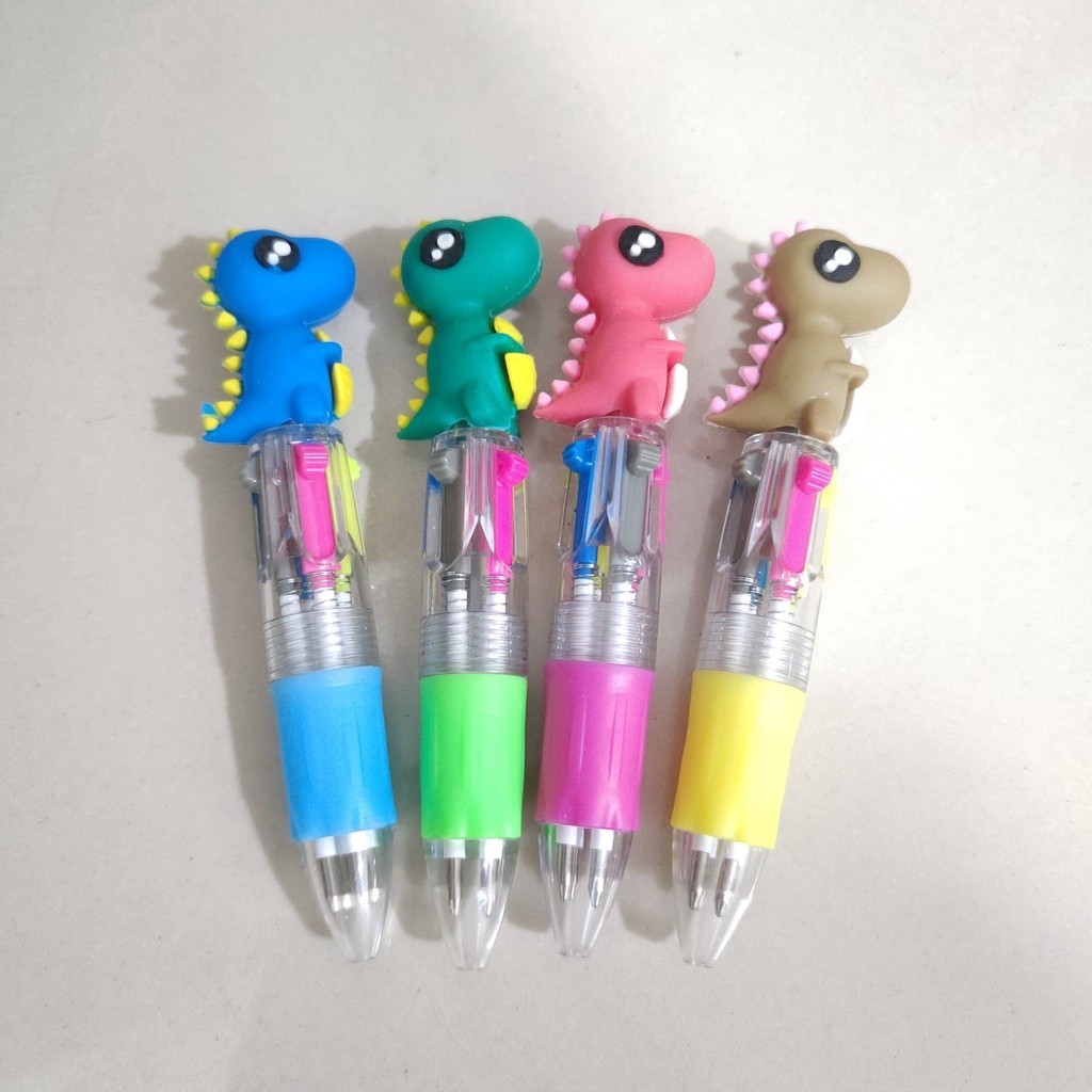 

JP 4 in 1 Mini Multi Color Pen Dinosaurus Dino Pena Ballpoint Cute Stationery ATK Alat Tulis Sekolah Kantor