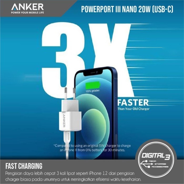 Terlaris ✨ -ANKER PowerPort III Nano PD Power Delivery 20Watt 20W Power IQ 3.0