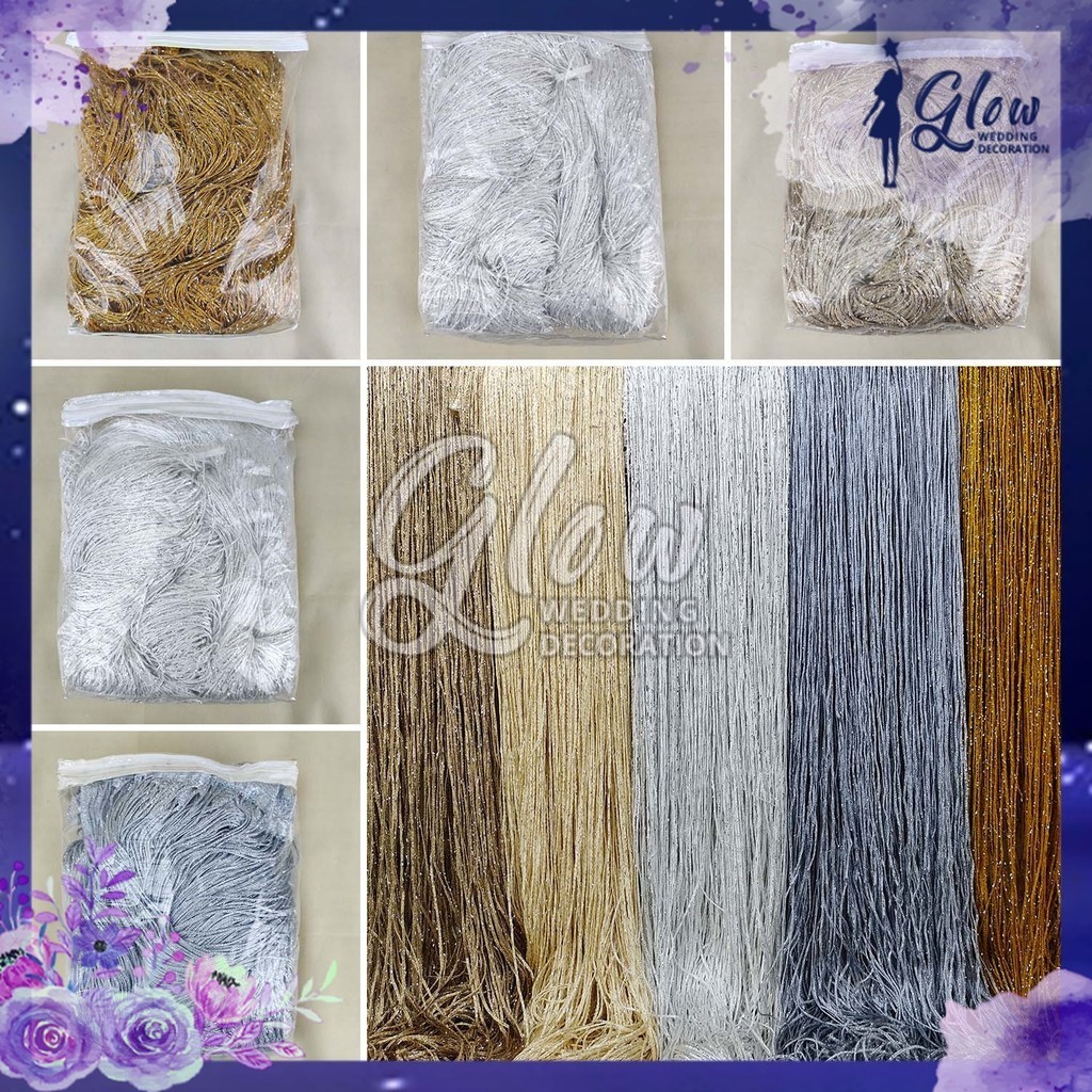COD TIRAI BENANG GLITER 1X2M DEKORASI //RUMBAI BLING BLING IMPORT PLASTIK HIAS RUMAH/hiasan lampu pe